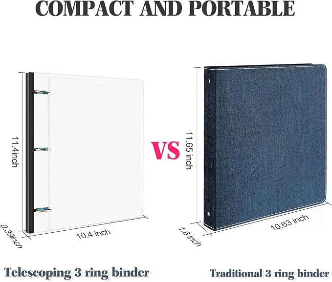 INFUN 1 Inch Telescoping 3 Ring Binder - Image 3