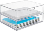 STORi STAX Plastic Stackable Organizer Drawers Clear | 12.5" Wide | Set - Image 8