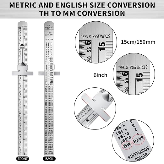 10 Pieces 6 Inch 15 cm Pocket Ruler Flexible Precision Stainless Steel Ruler - Image 2