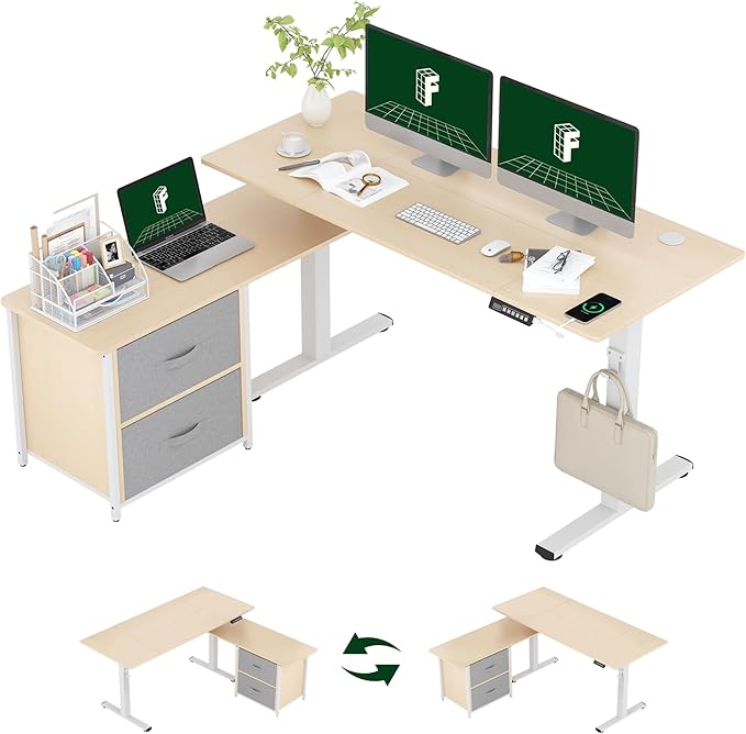 FLEXISPOT 55" L Shaped Standing Desk by FlexiSpot