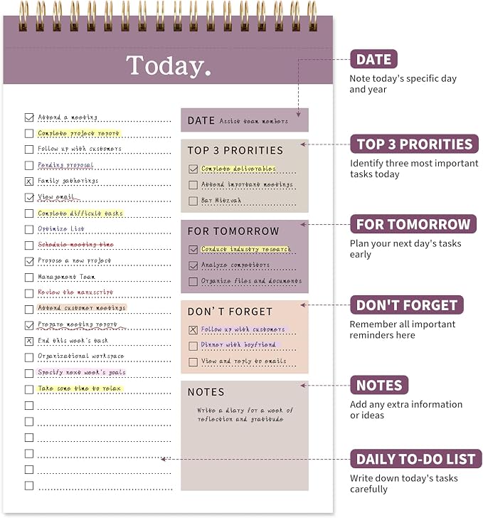 104 Pgs To Do List Notepad, 52 Undated Sheets Duplex-printed Daily Planner - Image 2