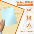 100 Sheets Light Blue Shimmer Cardstock 8.5 x 11 Craft Paper, 92lb Heavyweight - Image 2