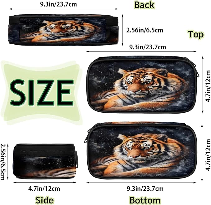 Pardick Pencil Case，3D Tiger Big Capacity Pencil Pouch Coin Pouch Stationery - Image 4