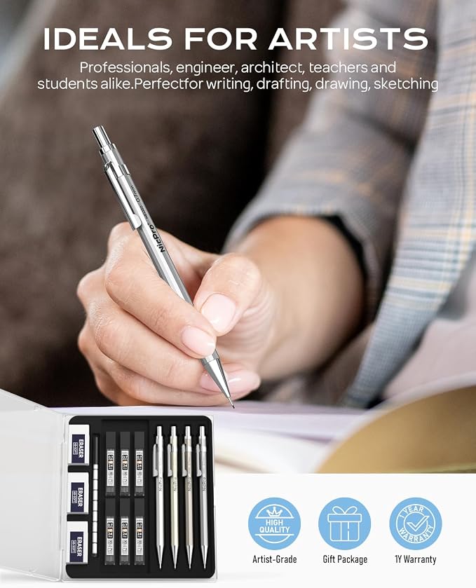 Nicpro 4 Pack Mechanical Pencil 0.7mm - Image 6