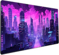 Cyberpunk Neon Purple City Gaming Desk Mouse Pad XL Pink Extended Mouse Pad by Mechanical+Cattle