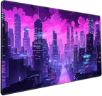 Cyberpunk Neon Purple City Gaming Desk Mouse Pad XL Pink Extended Mouse Pad by Mechanical+Cattle