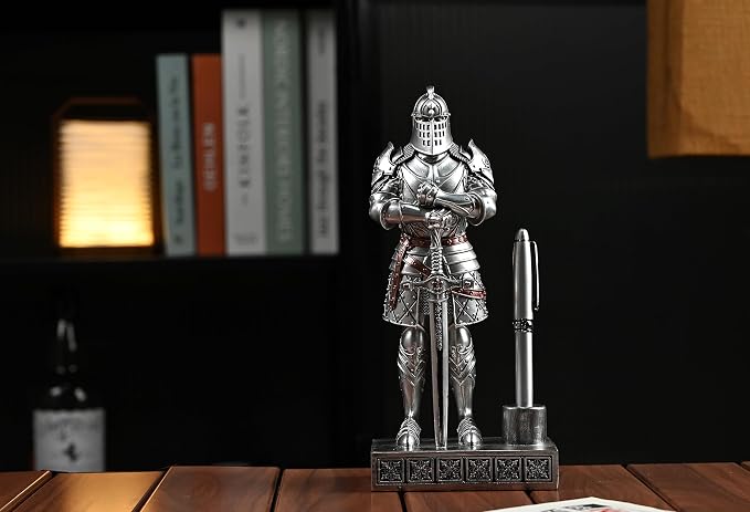 Amoysanli Knight Pen Stand Decoration Resin Pen Holder Art Craft Paperweight - Image 5
