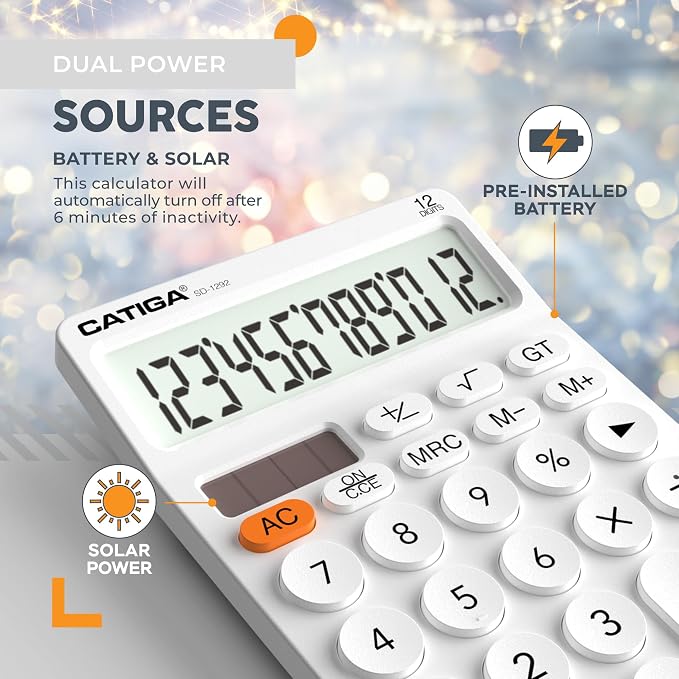 CATIGA 12 Digit Desktop Calculator Basic Desk Calculator - Image 5