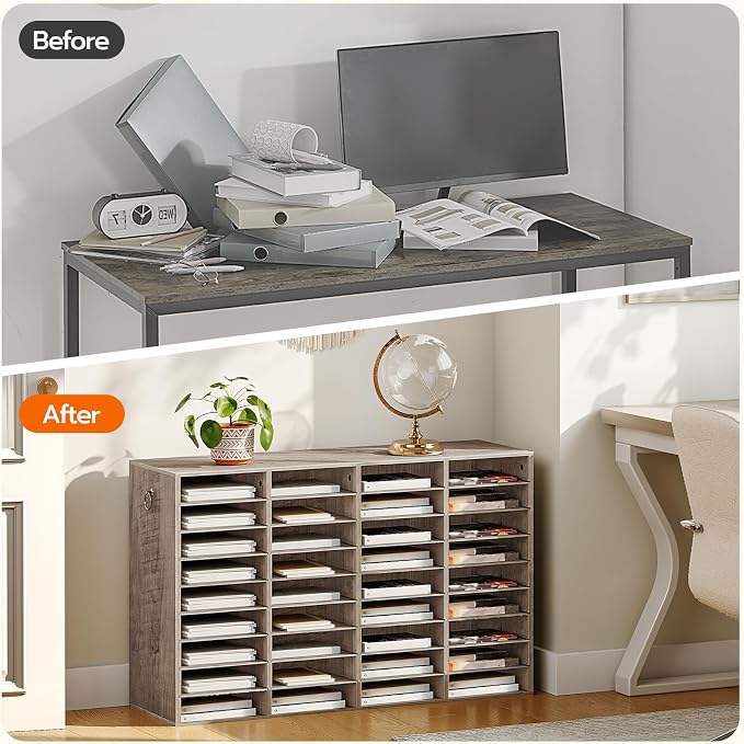 HOOBRO Wooden Literature Organizer, 36-Slot Mail Sorters, Removable Classroom - Image 5