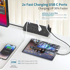 Desk Clamp Power Strip 2 USB C Desktop Mount Outlet Charging Station, 10FT - Image 3
