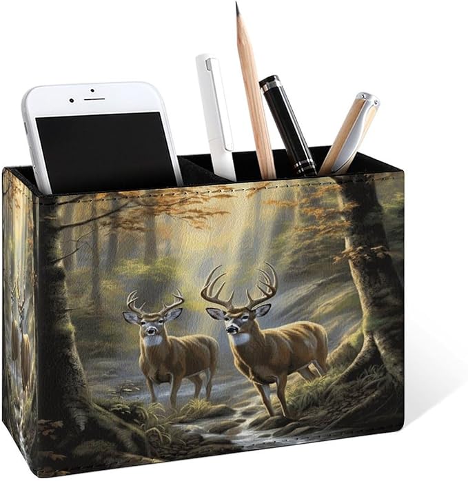 Famame Two Deer Autumn River Pencil Holder by Famame