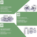 100PCS 3/8" M10 Zinc-Plated Wire Rope Clamps – Heavy Duty U-Bolt Cable Clips - Image 3