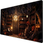 Medieval Bookshelf Desk Pad Mat Vintage Gothic Bookcase Bookshelf Deskpad Large by LuckyCow