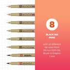 Sakura Pigma Micron, Graphic & Brush Fineline Pens, Archival Black Ink - Image 2