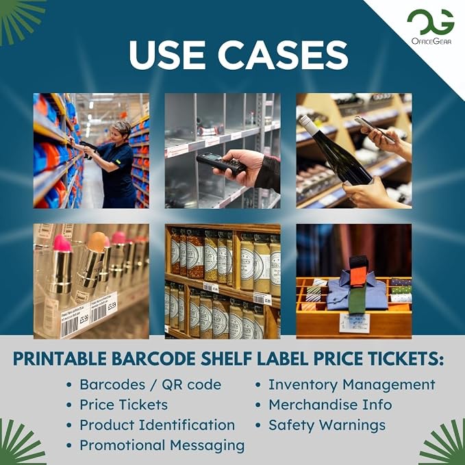 OfficeGear Yellow Shelf Edge Labels 21-up 38x70mm Printable A4 Card Perforated - Image 7