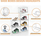 KOKOIN Magnetic Acrylic Clear Shoe Boxes – 360° Transparent Stackable Sneaker - Image 4