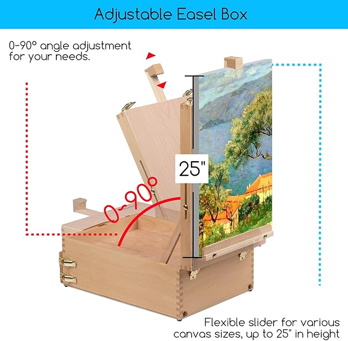 MEEDEN Large Tabletop Easel Sketchbox, Adjustable Solid Beech Wood Desktop - Image 4
