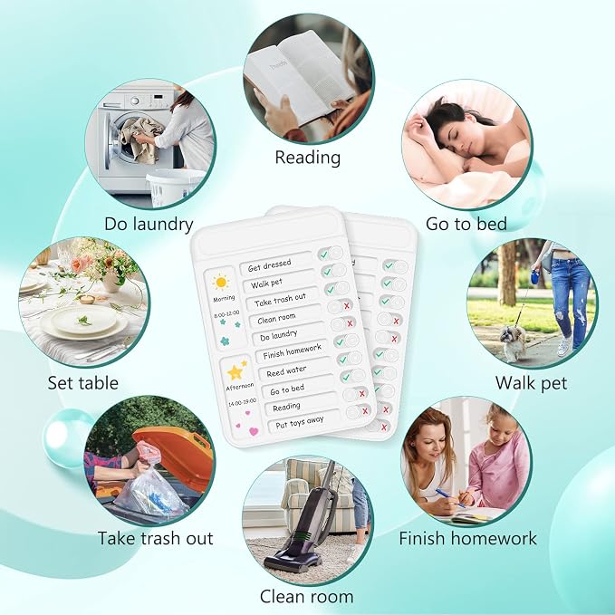 2Pcs Chore Chart for Kids to Do List Checklist Board Detachable Message Slider - Image 7