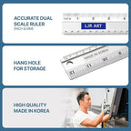 LJR ART 12 Inch Aluminum Cutting Ruler, Dual Scale Inch/Metric Measuring Tool - Image 7