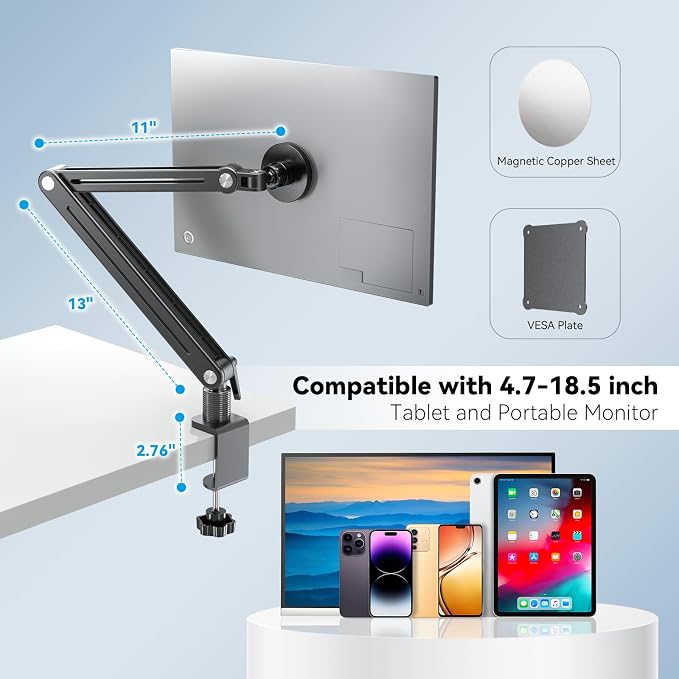 Jakeko Strong Magnetic Portable Monitor Desk Clamp - 75mm VESA Mount 4.7" 12.9" - Image 2