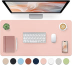 Blossoms Pink Desk Mat, Waterproof Non-Slip Leather Desk Pad, Large Mouse Pad by Bloss