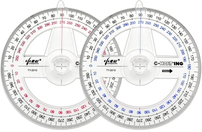 360° Protractor Pack of 2 Protactors Plastic Protractor Math Protractors Clear by LYHLYA