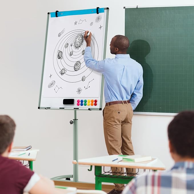 Goplus 40” x 26” Rolling Whiteboard, Height Adjustable Magnetic Dry Erase Board - Image 9