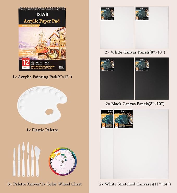 DJAR 49 pcs Acrylic Art Set - Image 5