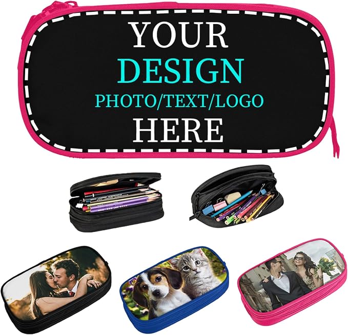 Nigmuye Custom Pencil Case Personalized Add Photo Text Pen Bag Large Capacity by Unknown