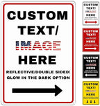 Custom Sign Large, Left or Right Arrow, Glow in the Dark/Reflective Option by Varugood