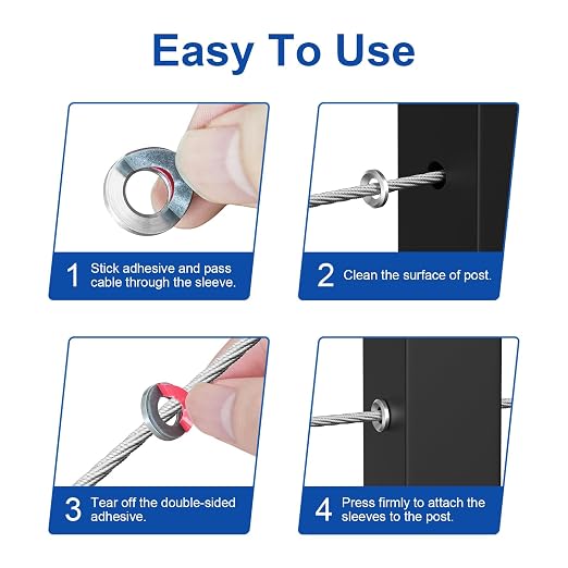 BLIKA 20Pack Cable Railing Adhesive Sleeves - Image 5