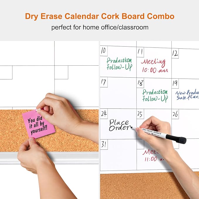 Comix Dry Erase Calendar Whiteboard Corkboard Combo, 36 * 24 inch Monthly - Image 5