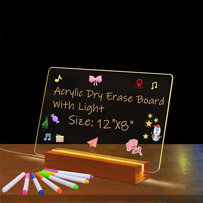 SetGame Led Note Board with Colors 7 Pens, Light Up Dry Erase Board with Stand - Image 5