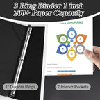 CIXILDTS 1-inch Round Ring Binder, Durable 1" 3 Ring Binder Fit Letter Size - Image 3