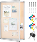 Geetery 26 x 20 Inch Enclosed Fabric Bulletin Board Tamperproof Lockable by Geetery