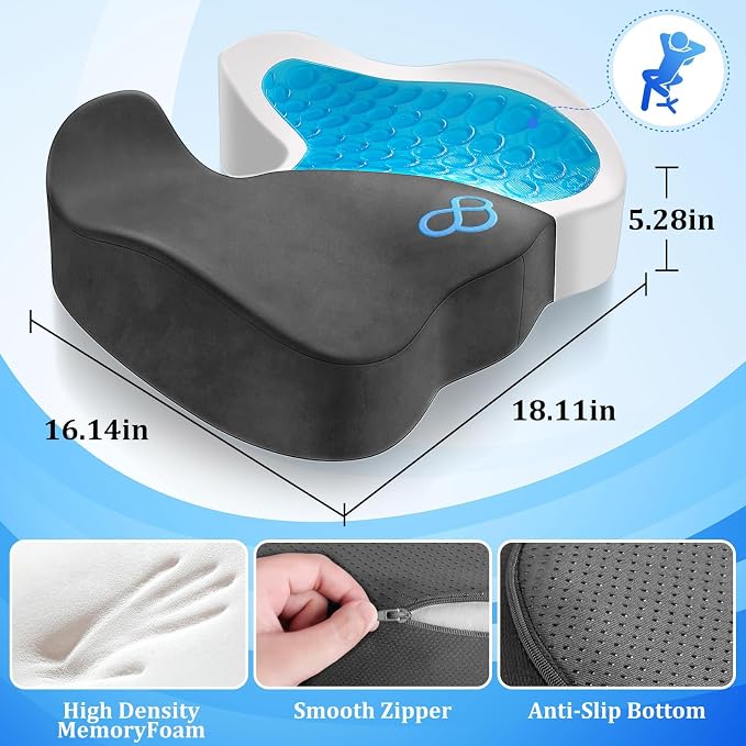 CushyOasis Seat Cushion, Gel Chair Cushions, Office Chair Cushions, Anti-Slip - Image 2