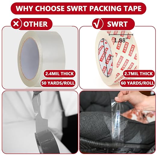 SWRT 2.7Mil Thick Ultra Clear Packing Tape, 24 Rolls Heavy Duty Packaging Tape - Image 2