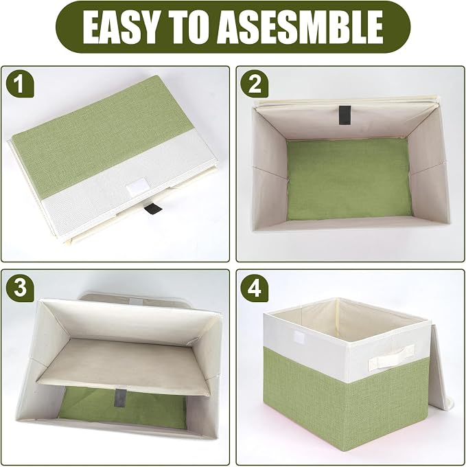 Bagnizer Large 22 Quart Linen Fabric Foldable Storage Bin Cube Organizer Basket - Image 3