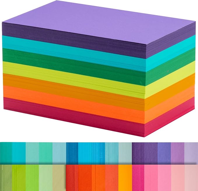 Index Cards 301-Count 3x5 Inch, 178GSM Heavyweight Set of 7 Colors Paper by Magecubiku