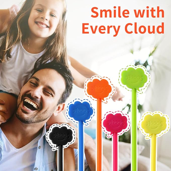 SOOOEC Magnetic Cord Ties, 16 Pack 7.2" Snap on Magnetic Cable Ties Cute Cloud - Image 4