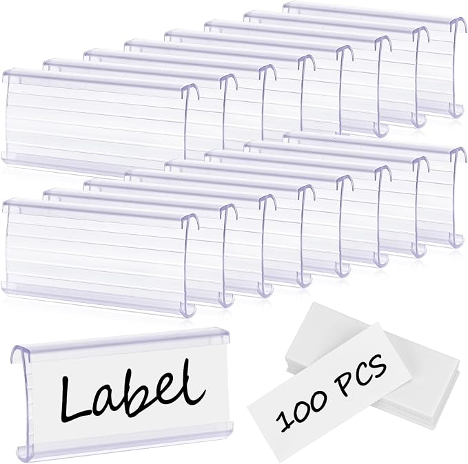 100 Pcs Wire Shelf Label Holder by Meetory