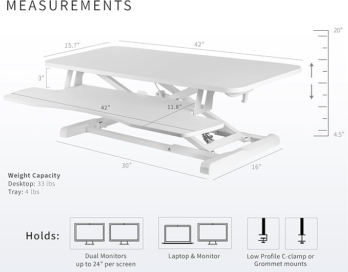 VIVO 42 inch Desk Converter, K Series, Height Adjustable Sit to Stand Riser - Image 3