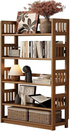 AnywaysWood 5-Tier Solid Wood Open Bookcase, Modern Display Bookshelf, - Image 9