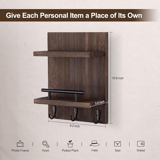 Lucundm Key Holder Wall Mount, Mail Shelf Decor - Image 2