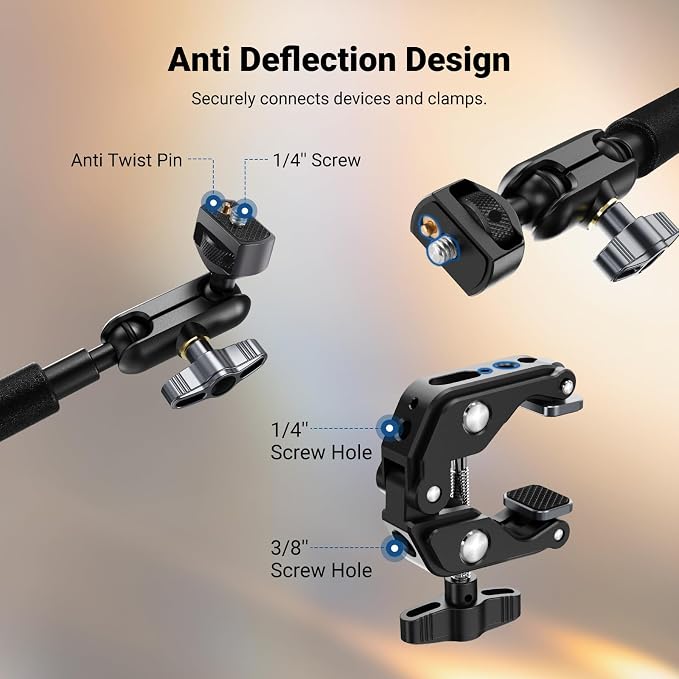 NEEWER 22" Magic Arm w Desk C Clamp, Overhead Camera Mount - Image 6