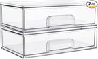 Vtopmart 12.1''W Clear Stackable Storage Drawers, 2 Pack Acrylic Plastic by Vtopmart