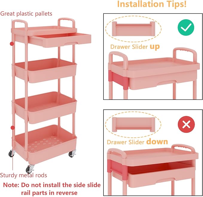 Calmootey 4-Tier Rolling Utility Cart - Image 6