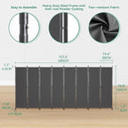 Helios&Hestia 8-Panel 6 ft Tall Indoor Folding Room Divider, Portable Privacy - Image 5