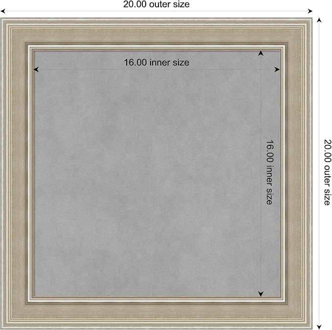 Amanti Art Silver Framed Magnetic Board 20x20 Small Vision Board - Image 3