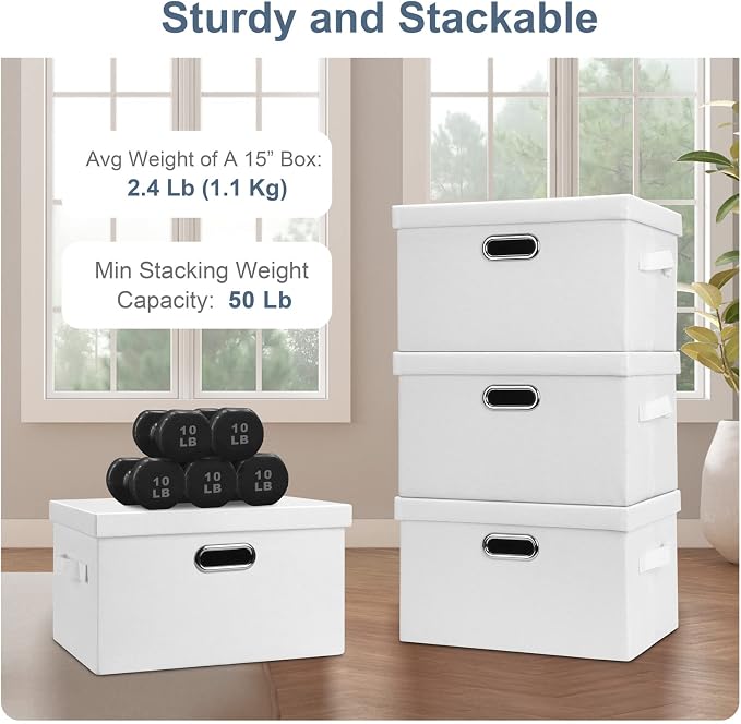 Graciadeco Medium 15" 21 Quart Collapsible Stackable Storage Bins - Image 4